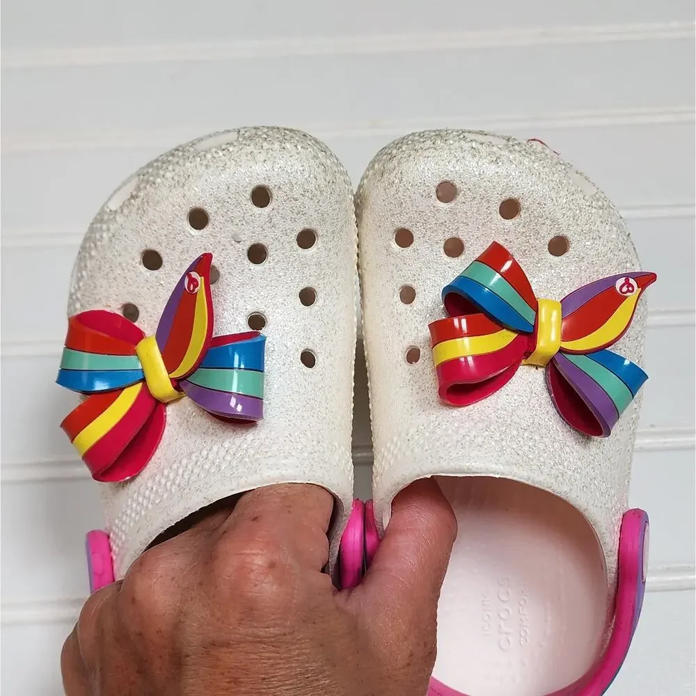 Crocs Kids Fun Lab Jojo Siwa Clogs Sandals Size 8 Toddler Glitter White